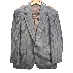 VTG Wynbrooke Blazer Mens 44 Medium Brown Plaid Wool Sport Coat Two Button 90s